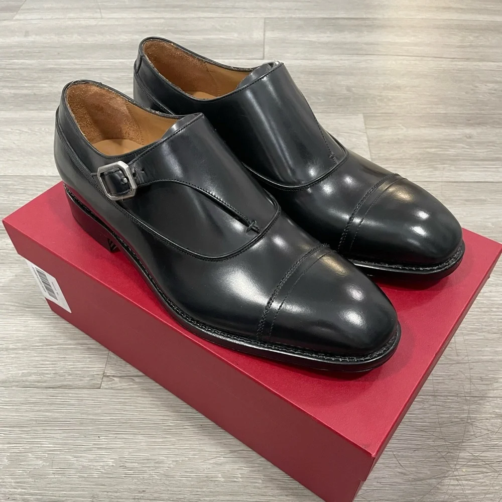 Brand New Ferragamo Tramezza Monk Strap Shoes Size 8.5 EE - Picture 1 of 4